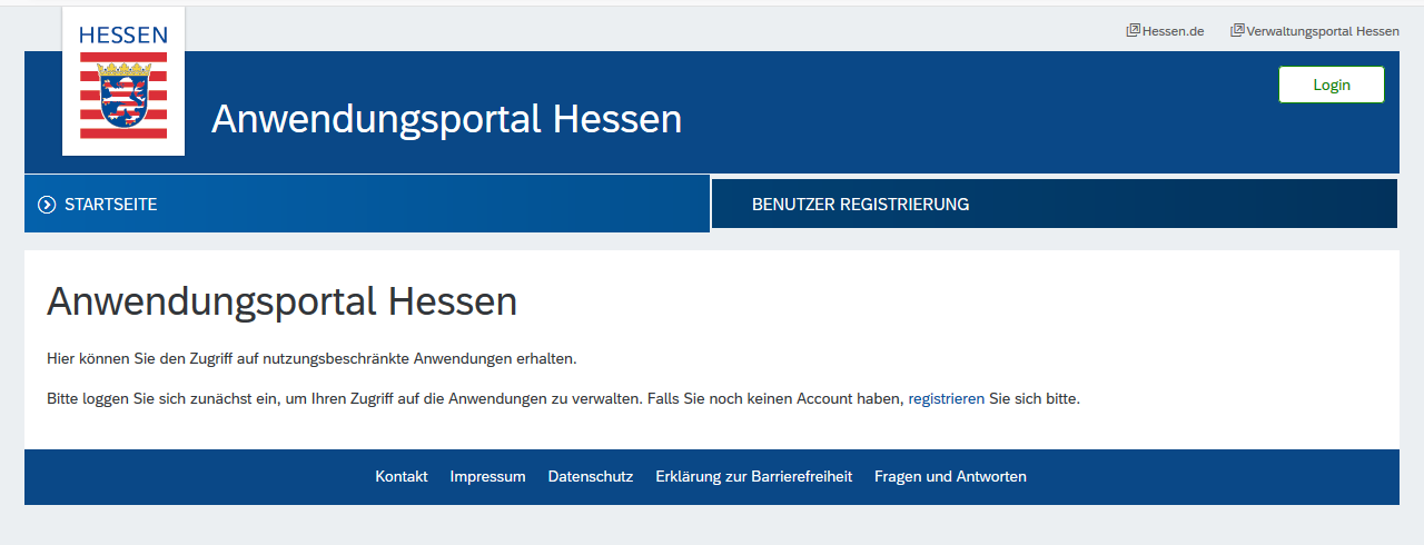 Screenshot - Anwendungsportal Hessen